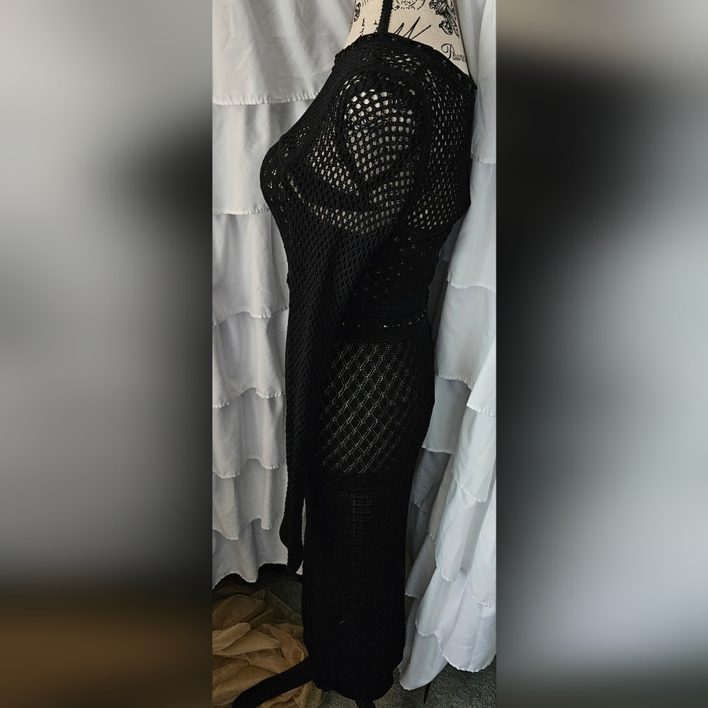 NWOT Venus Crochet Knit Lightly Nude Lined Bodycon Dress - Picture 6 of 14